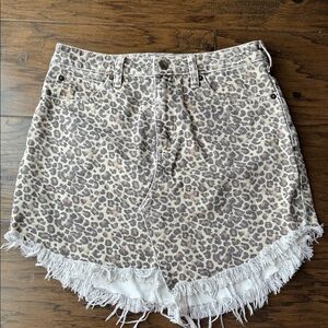 We The Free Leopard/Cheetah Print Denim Skirt